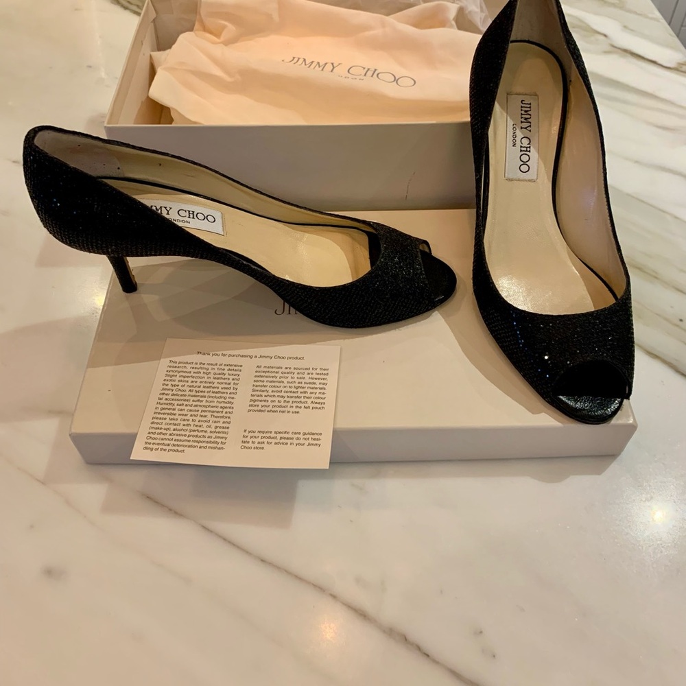 Jimmy Choo Isabel Glitter Heels in Black size6.5